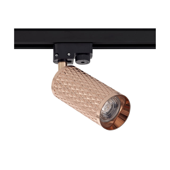 Nelson Lighting NLK01849 Silence 1 Light Track Spot Light Rose Gold/Acrylic Ring