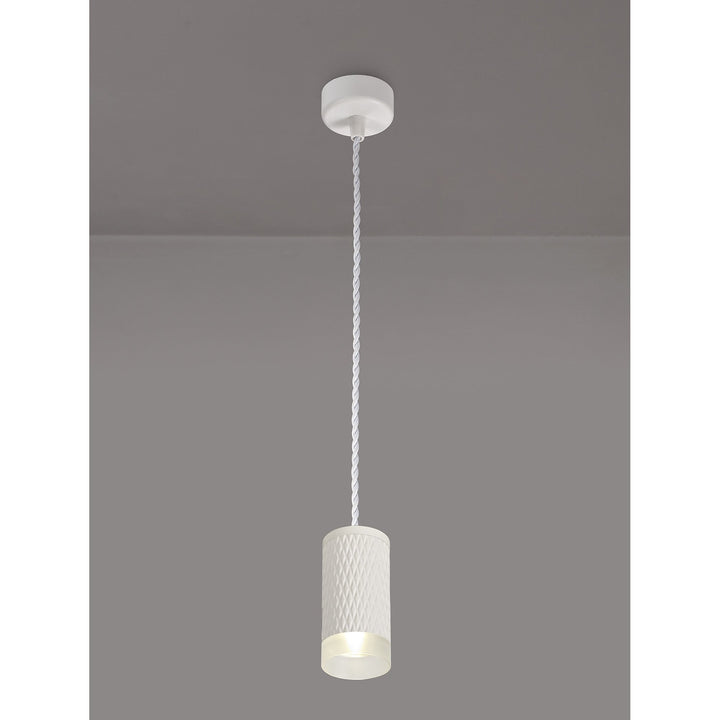 Nelson Lighting NLK01919 Silence 1 Light 11cm Pendant Light Sand White/Acrylic Ring