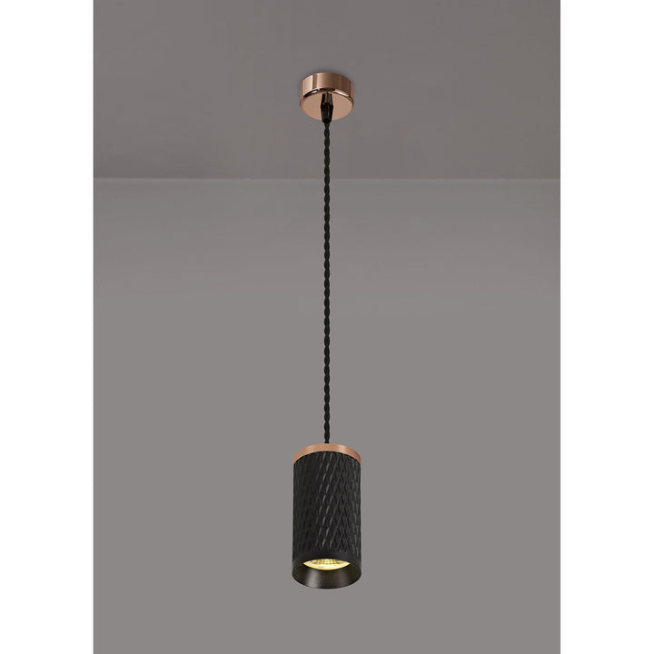 Nelson Lighting NLK02069 Silence 1 Light 11cm Pendant Light Rose Gold/Sand Black