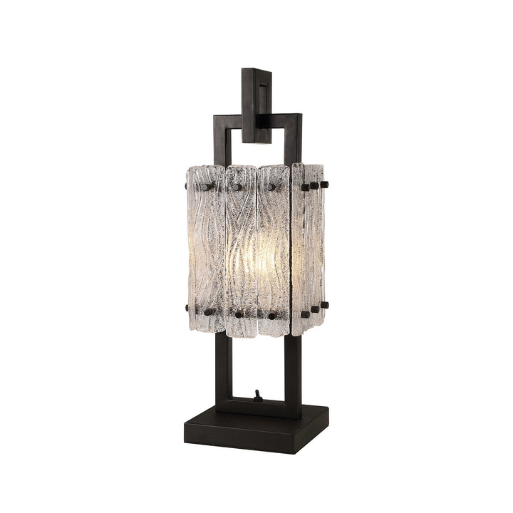 Nelson Lighting NL76889 Sorrel Table Lamp 1 Light Matt Black/Crystal Sand Glass