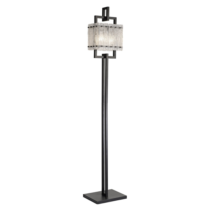 Nelson Lighting NL76899 Sorrel Floor Lamp 2 Light Matt Black/Crystal Sand Glass