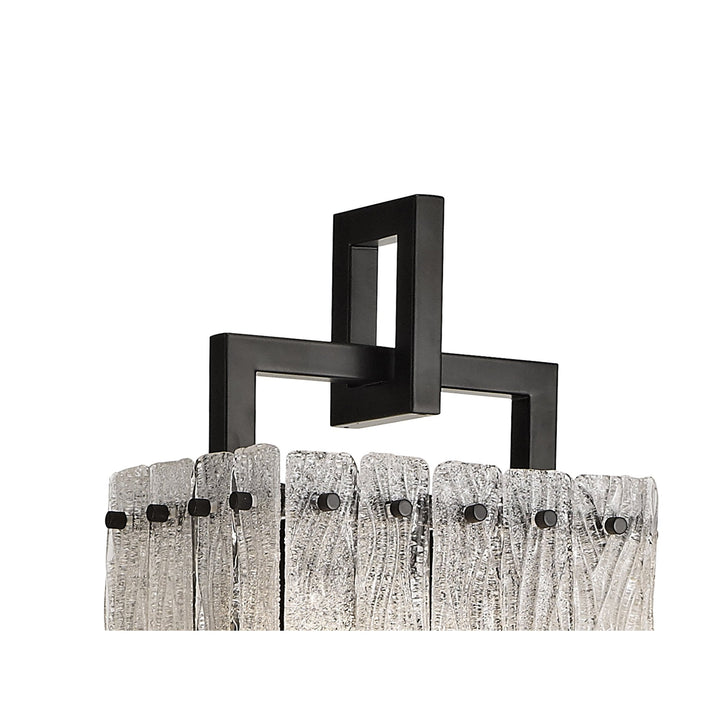 Nelson Lighting NL76899 Sorrel Floor Lamp 2 Light Matt Black/Crystal Sand Glass