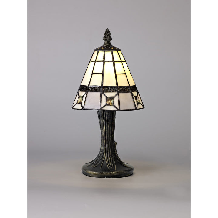 Nelson Lighting NL72309 Squad Tiffany Table Lamp Cream/Grey/Clear Crystal Shade