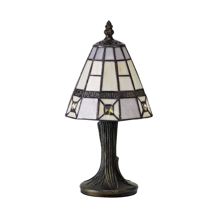 Nelson Lighting NL72309 Squad Tiffany Table Lamp Cream/Grey/Clear Crystal Shade