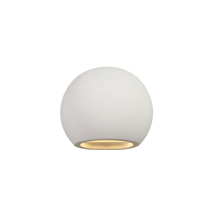 Nelson Lighting NL77149 Sucro Round Ball Up & Down Wall Lamp 1 Light White Paintable Gypsum