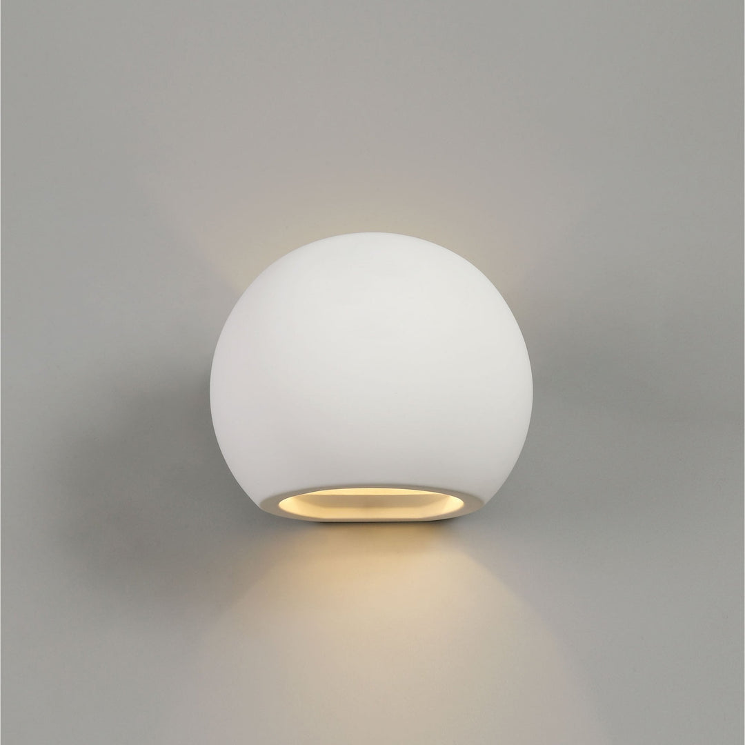 Nelson Lighting NL77149 Sucro Round Ball Up & Down Wall Lamp 1 Light White Paintable Gypsum