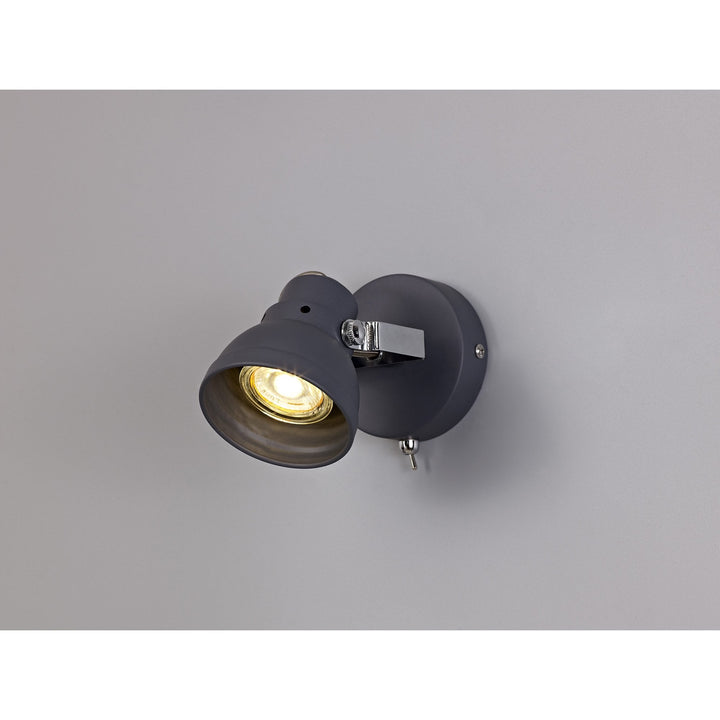 Nelson Lighting NL81189 Tabby Adjustable Spot Light 1 Light Matt Grey/Polished Chrome