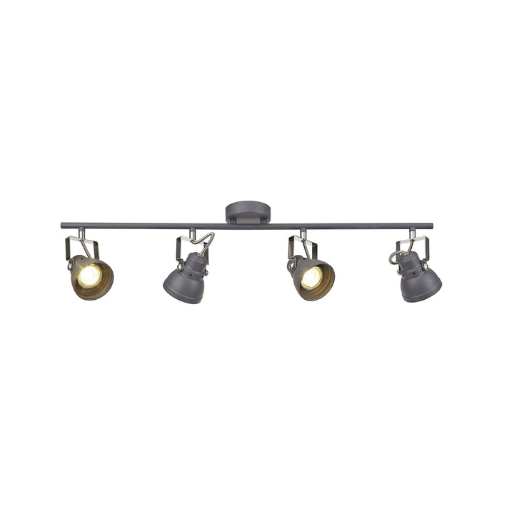 Nelson Lighting NL81209 Tabby Adjustable Bar Spot Light 4 Light Matt Grey/Polished Chrome