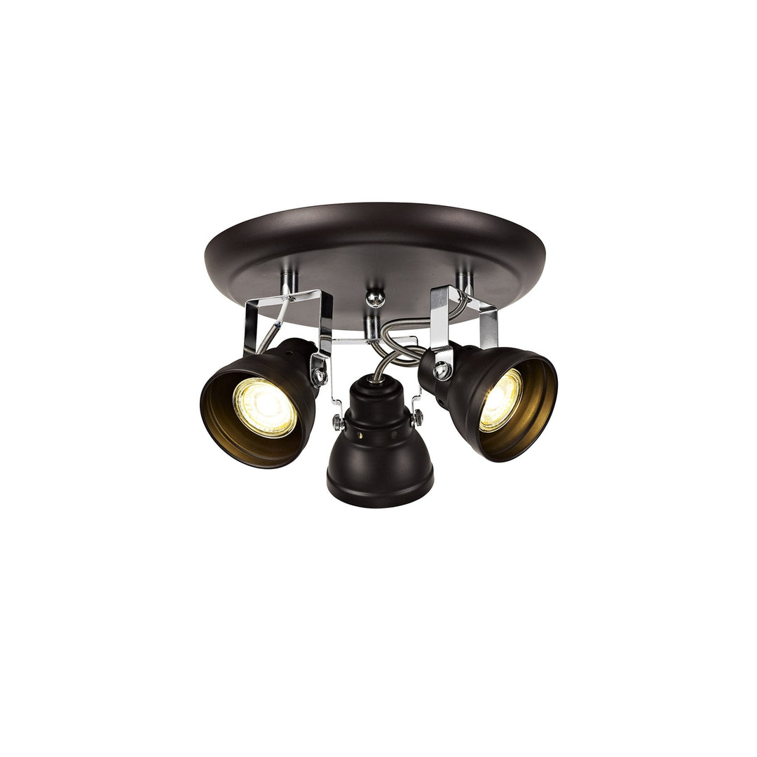 Nelson Lighting NL81519 Tabby Adjustable Round Spot Light 3 Light Oiled Bronze/Polished Chrome