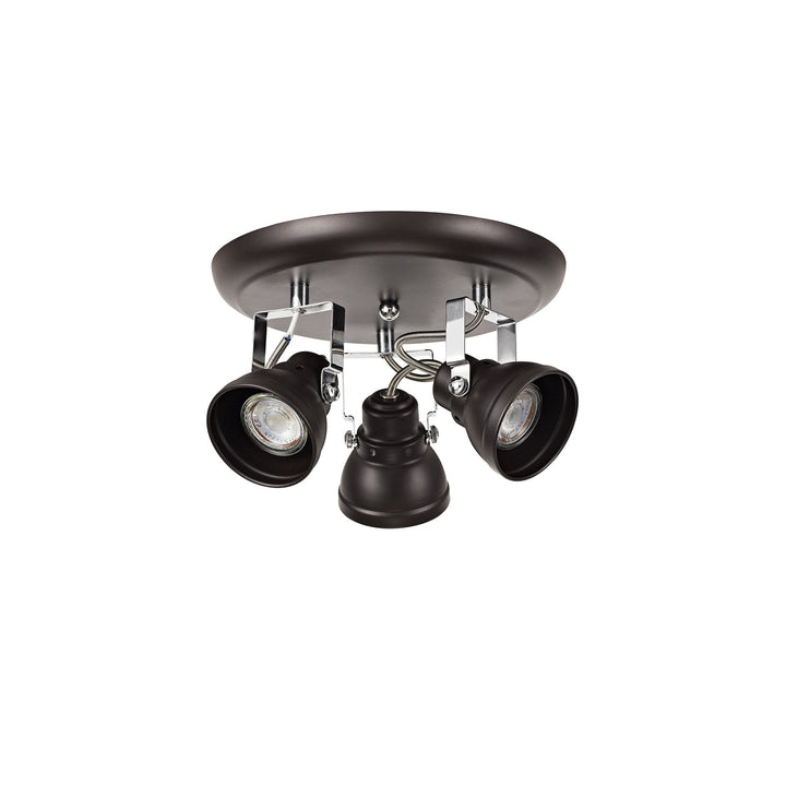 Nelson Lighting NL81519 Tabby Adjustable Round Spot Light 3 Light Oiled Bronze/Polished Chrome