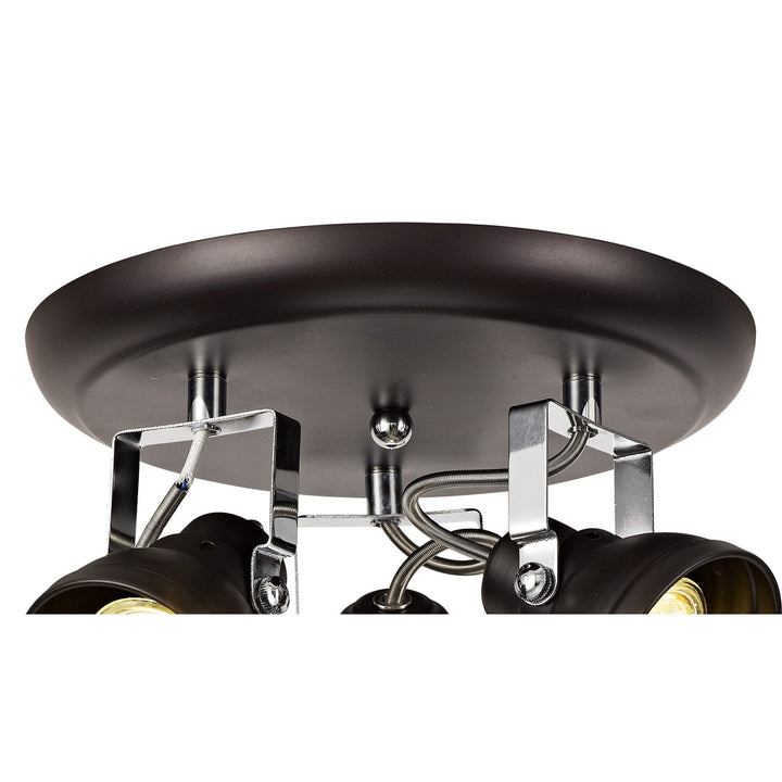 Nelson Lighting NL81519 Tabby Adjustable Round Spot Light 3 Light Oiled Bronze/Polished Chrome