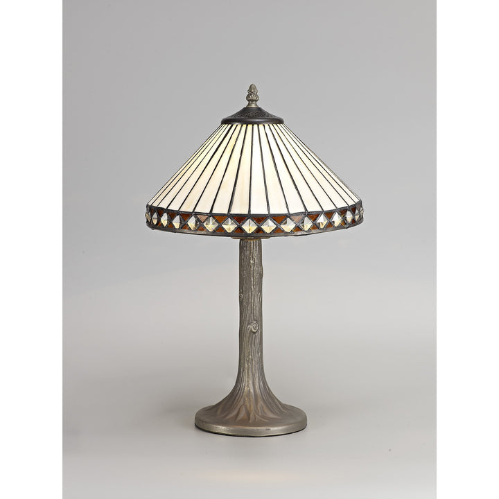 Nelson Lighting NLK02179 Tink 1 Light Tree Like Table Lamp With 30cm Tiffany Shade Amber/Chrome/Antique Brass