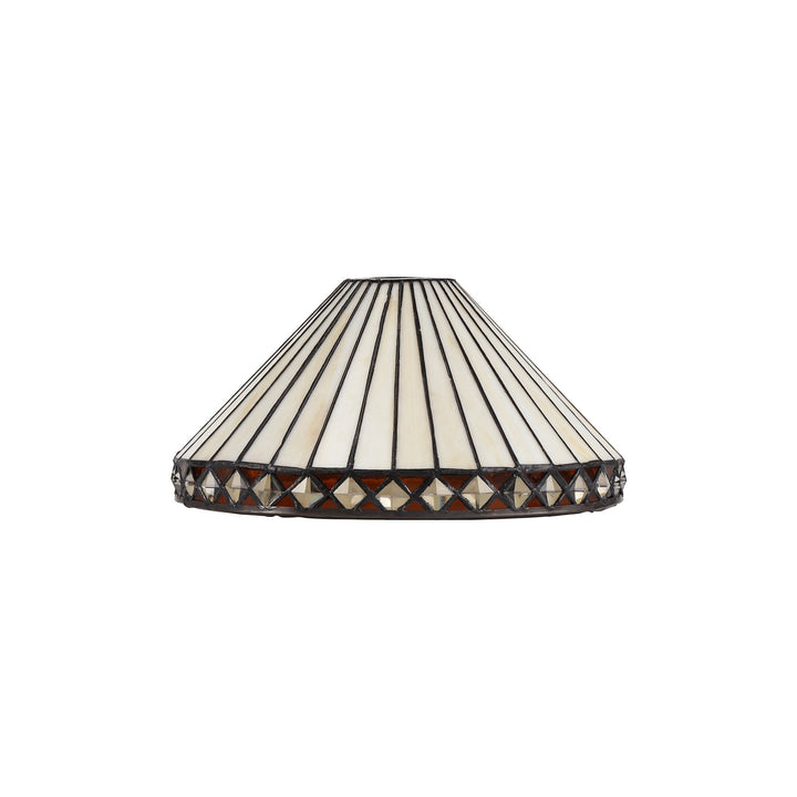 Nelson Lighting NLK02239 Tink 2 Light Semi Ceiling With 30cm Tiffany Shade Amber/Chrome/Antique Brass