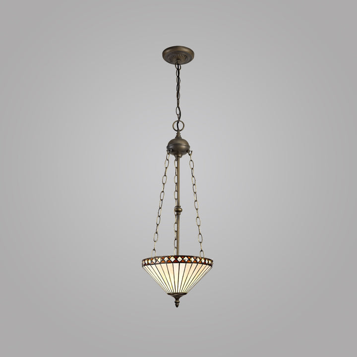 Nelson Lighting NLK02269 Tink 3 Light Up Lighter Pendant With 30cm Tiffany Shade Amber/Chrome/Antique Brass