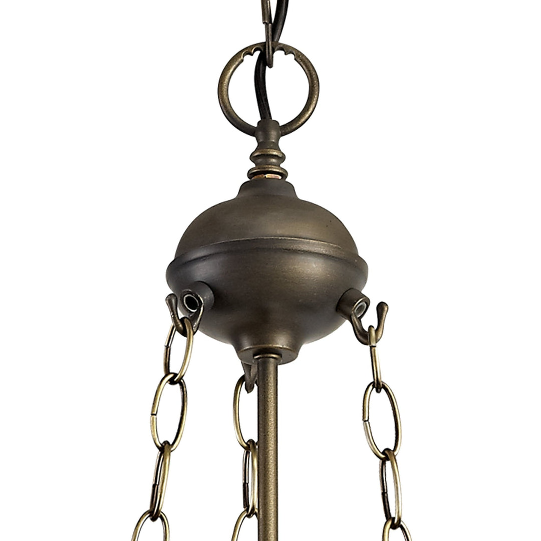 Nelson Lighting NLK02269 Tink 3 Light Up Lighter Pendant With 30cm Tiffany Shade Amber/Chrome/Antique Brass