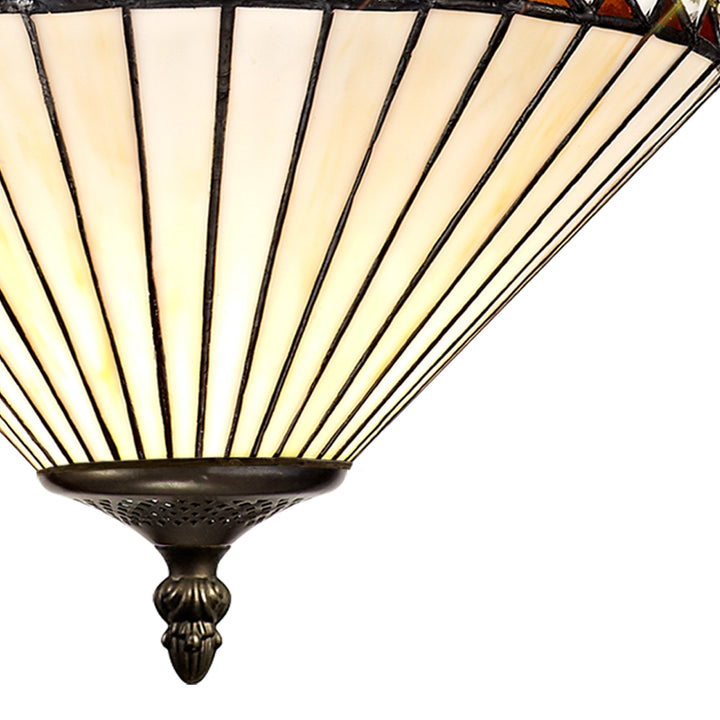 Nelson Lighting NLK02269 Tink 3 Light Up Lighter Pendant With 30cm Tiffany Shade Amber/Chrome/Antique Brass