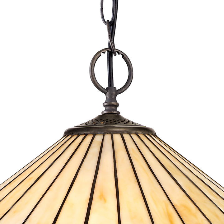Nelson Lighting NLK02319 Tink 2 Light Down Lighter Pendant With 40cm Tiffany Shade Amber/Chrome/Antique Brass