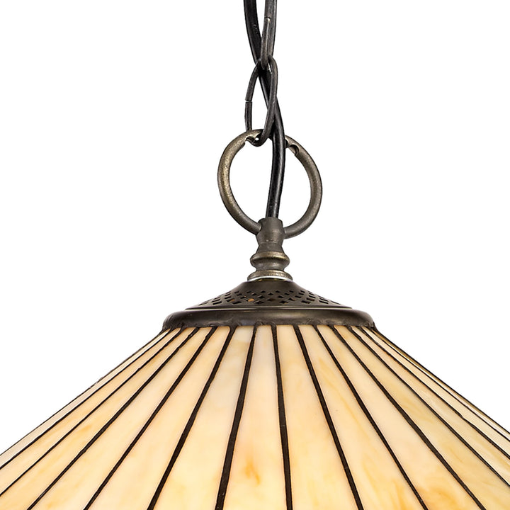 Nelson Lighting NLK02329 Tink 3 Light Down Lighter Pendant With 40cm Tiffany Shade Amber/Chrome/Antique Brass