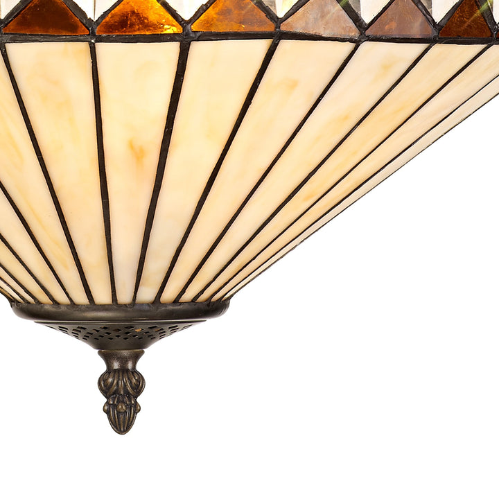 Nelson Lighting NLK02339 Tink 3 Light Semi Ceiling With 40cm Tiffany Shade Amber/Chrome/Antique Brass