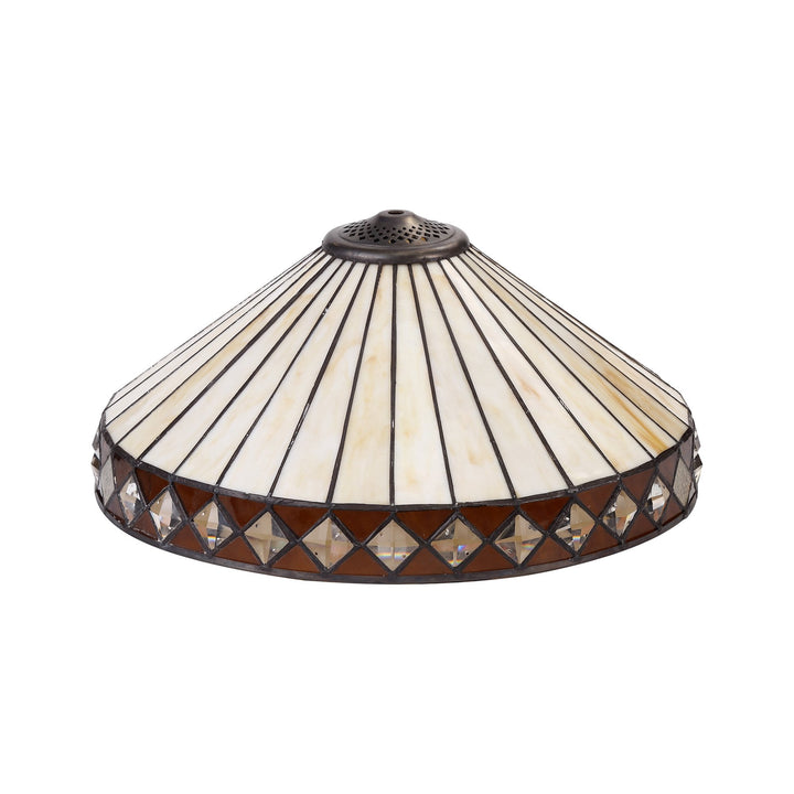 Nelson Lighting NLK02339 Tink 3 Light Semi Ceiling With 40cm Tiffany Shade Amber/Chrome/Antique Brass