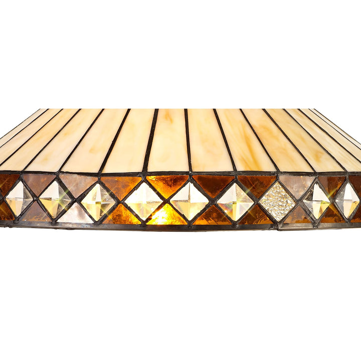 Nelson Lighting NLK02339 Tink 3 Light Semi Ceiling With 40cm Tiffany Shade Amber/Chrome/Antique Brass