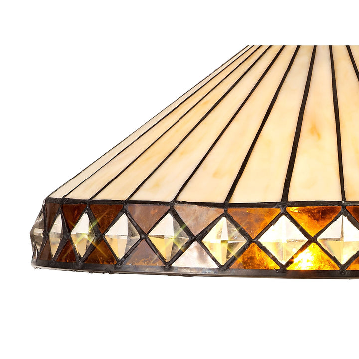 Nelson Lighting NLK02339 Tink 3 Light Semi Ceiling With 40cm Tiffany Shade Amber/Chrome/Antique Brass