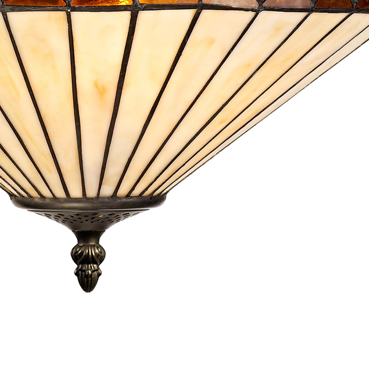 Nelson Lighting NLK02349 Tink 3 Light Up Lighter Pendant With 40cm Tiffany Shade Amber/Chrome/Antique Brass