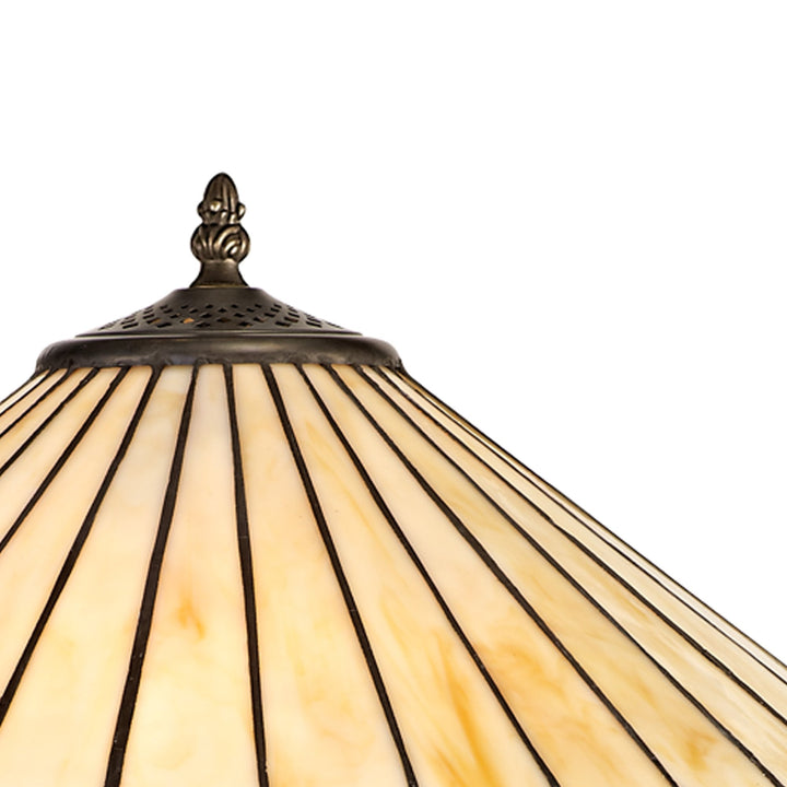 Nelson Lighting NLK02369 Tink 2 Light Leaf Design Floor Lamp With 40cm Tiffany Shade Amber/Chrome/Antique Brass