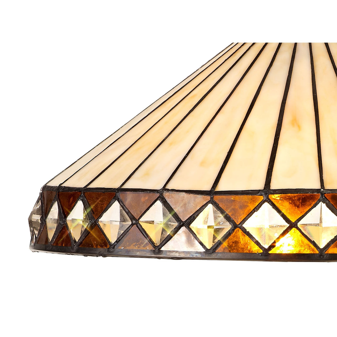 Nelson Lighting NLK02379 Tink 2 Light Stepped Design Floor Lamp With 40cm Tiffany Shade Amber/Chrome/Brass