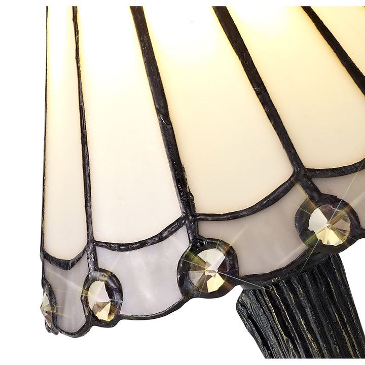 Nelson Lighting NL72349 Umbrian Tiffany Table Lamp White/Grey/Clear Crystal Shade
