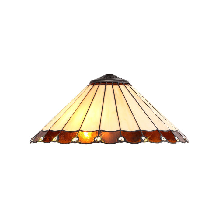 Nelson Lighting NL72449 Umbrian Tiffany 40cm Shade Only Suitable For Pendant/Ceiling/Table Lamp Amber/Cream