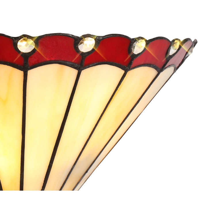 Nelson Lighting NL72489 Umbrian Tiffany Wall Lamp 2 Light Red/Cream/Crystal