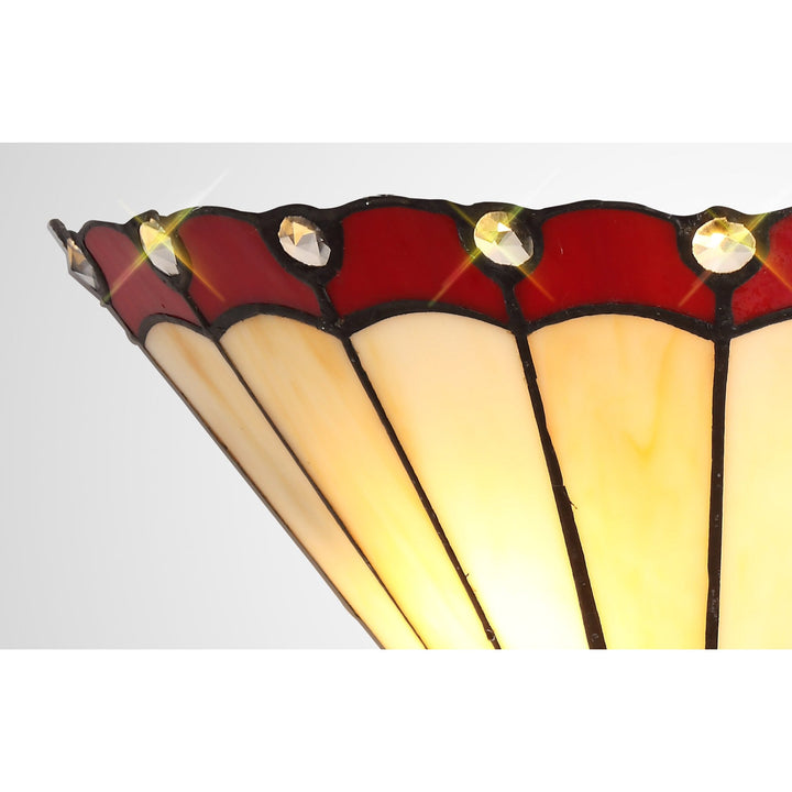 Nelson Lighting NL72489 Umbrian Tiffany Wall Lamp 2 Light Red/Cream/Crystal