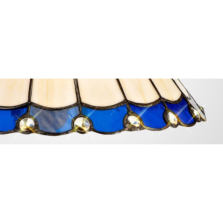 Nelson Lighting NL72499 Umbrian Tiffany 30cm Non-electric Shade Blue/Cream/Crystal