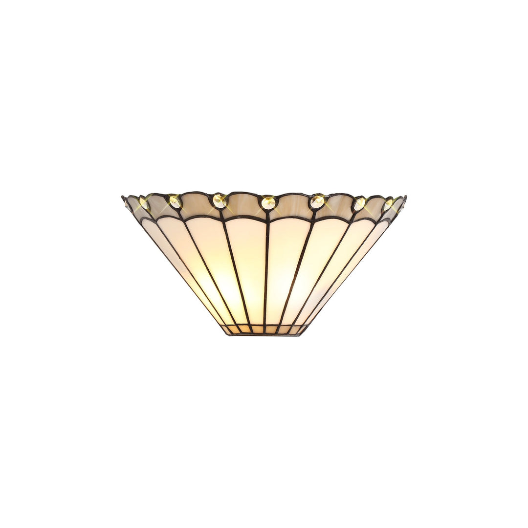 Nelson Lighting NL72549 Umbrian Tiffany Wall Lamp 2 Light Grey/Cream/Crystal