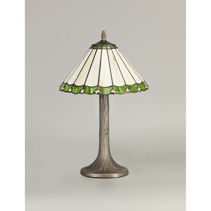 Nelson Lighting NLK02399 Umbrian 1 Light Tree Like Table Lamp With 30cm Tiffany Shade Green/Chrome/Crystal/Brass