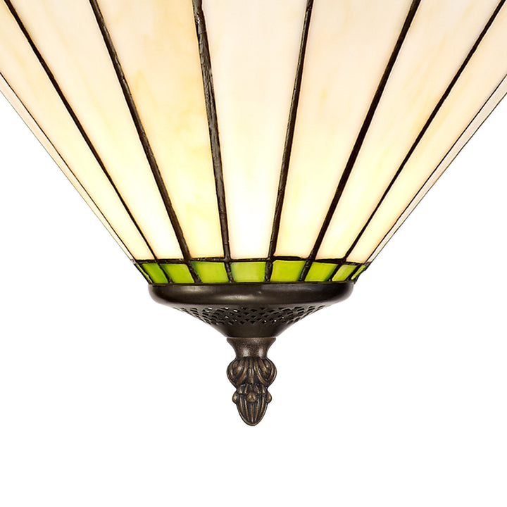 Nelson Lighting NLK02469 Umbrian 3 Light Semi Ceiling With 30cm Tiffany Shade Green/Chrome/Antique Brass