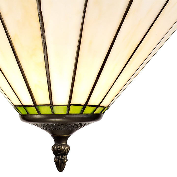 Nelson Lighting NLK02479 Umbrian 2 Light Up Lighter Pendant With 30cm Tiffany Shade Green/Chrome/Antique Brass