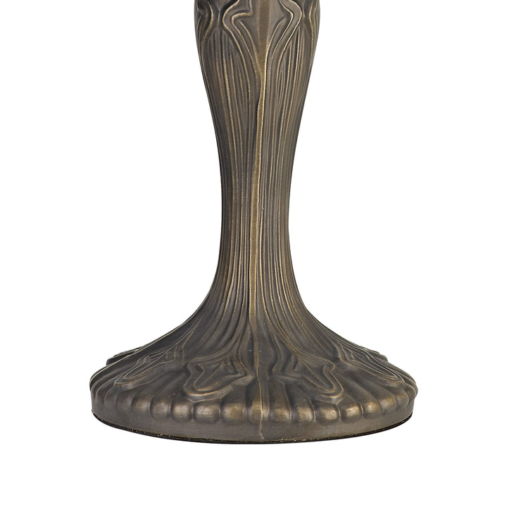 Nelson Lighting NLK02509 Umbrian 2 Light Curved Table Lamp With 40cm Tiffany Shade Green/Chrome/Antique Brass
