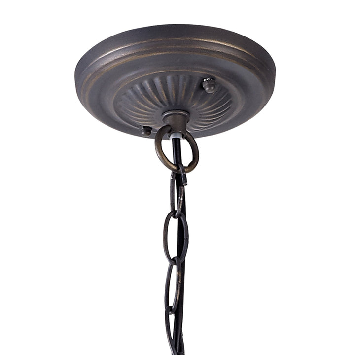 Nelson Lighting NLK02539 Umbrian 2 Light Down Lighter Pendant With 40cm Tiffany Shade Green/Chrome/Crystal/Brass