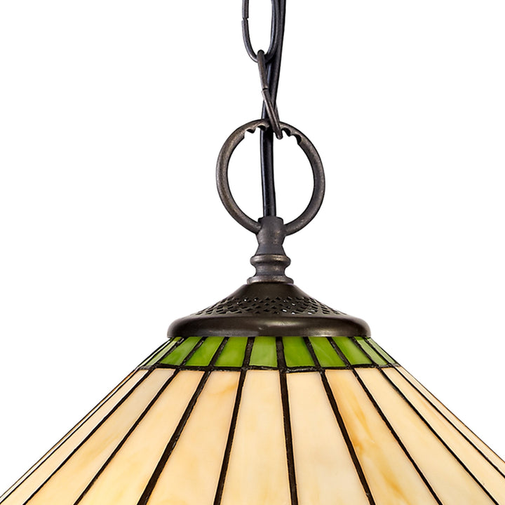Nelson Lighting NLK02539 Umbrian 2 Light Down Lighter Pendant With 40cm Tiffany Shade Green/Chrome/Crystal/Brass