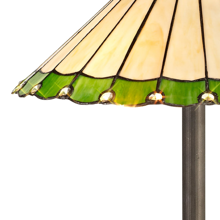 Nelson Lighting NLK02579 Umbrian 2 Light Octagonal Floor Lamp With 40cm Tiffany Shade Green/Chrome/Crystal/Brass