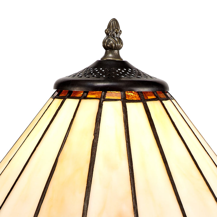 Nelson Lighting NLK02619 Umbrian 1 Light Tree Like Table Lamp With 30cm Tiffany Shade Amber/Chrome/Crystal/Brass