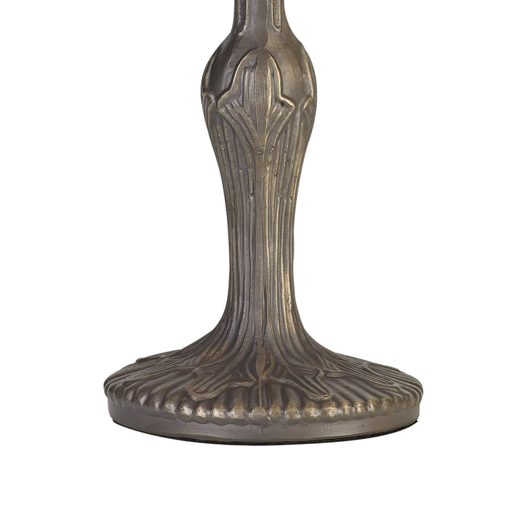 Nelson Lighting NLK02629 Umbrian 1 Light Curved Table Lamp With 30cm Tiffany Shade Amber/Chrome/Antique Brass