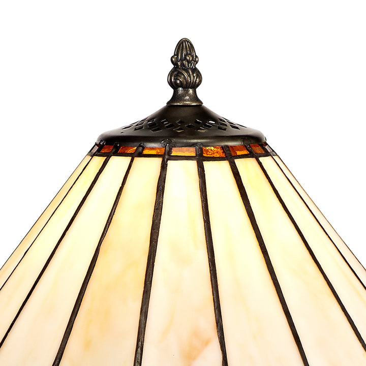 Nelson Lighting NLK02639 Umbrian 1 Light Octagonal Table Lamp With 30cm Tiffany Shade Amber/Chrome/Crystal/Brass