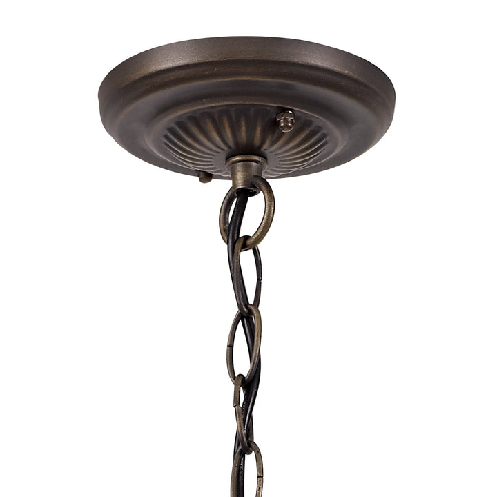 Nelson Lighting NLK02649 Umbrian 1 Light Down Lighter Pendant With 30cm Tiffany Shade Amber/Chrome/Crystal/Brass