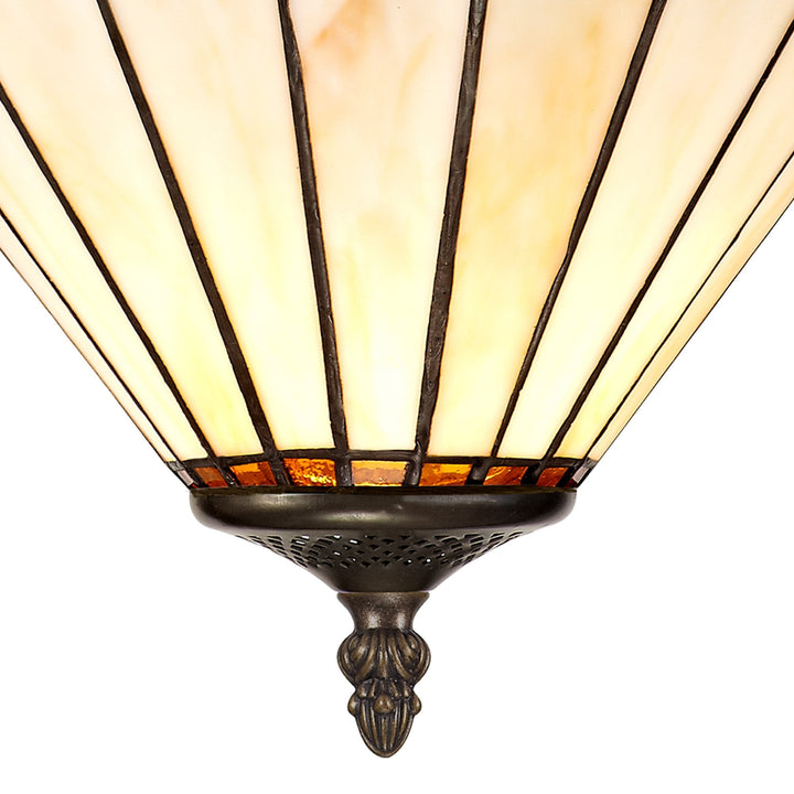 Nelson Lighting NLK02689 Umbrian 3 Light Semi Ceiling With 30cm Tiffany Shade Amber/Chrome/Antique Brass