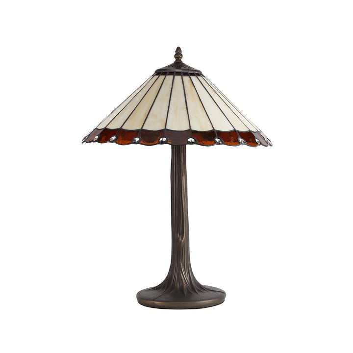 Nelson Lighting NLK02719 Umbrian 2 Light Tree Like Table Lamp With 40cm Tiffany Shade Amber/Chrome/Crystal/Brass