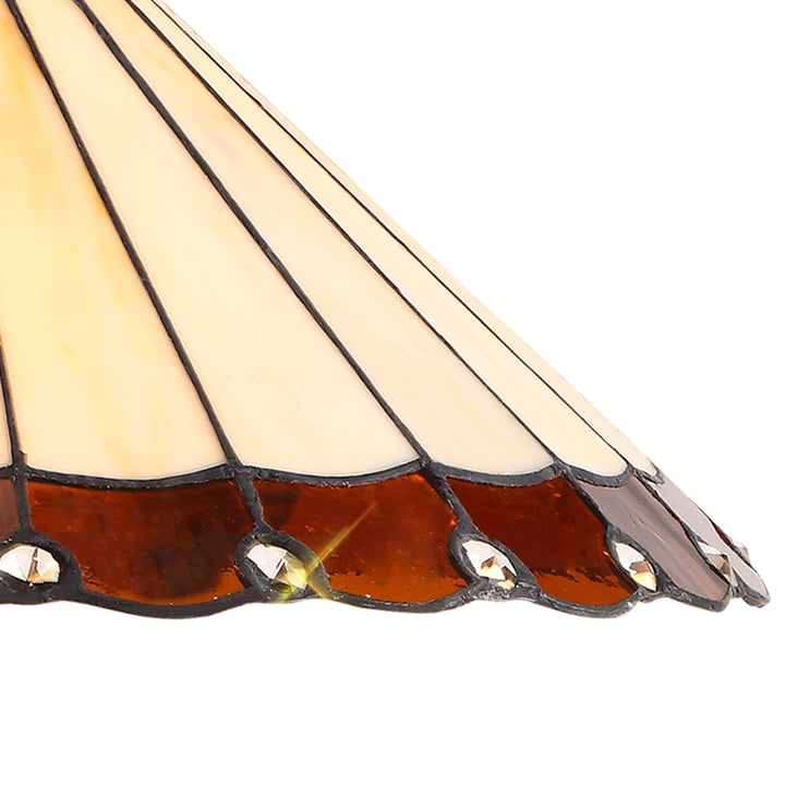 Nelson Lighting NLK02749 Umbrian 1 Light Down Lighter Pendant With 40cm Tiffany Shade Amber/Chrome/Crystal/Brass