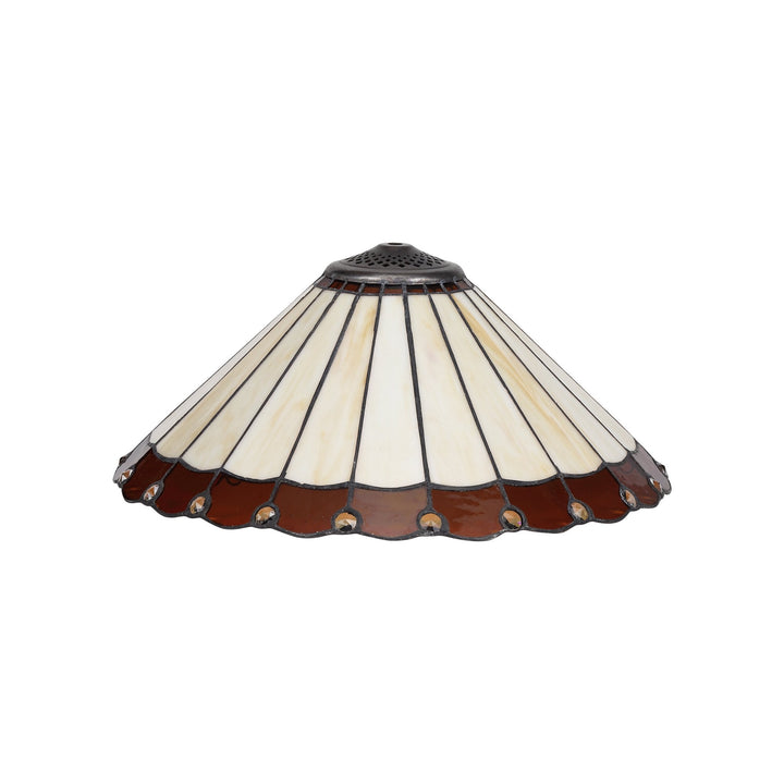 Nelson Lighting NLK02749 Umbrian 1 Light Down Lighter Pendant With 40cm Tiffany Shade Amber/Chrome/Crystal/Brass